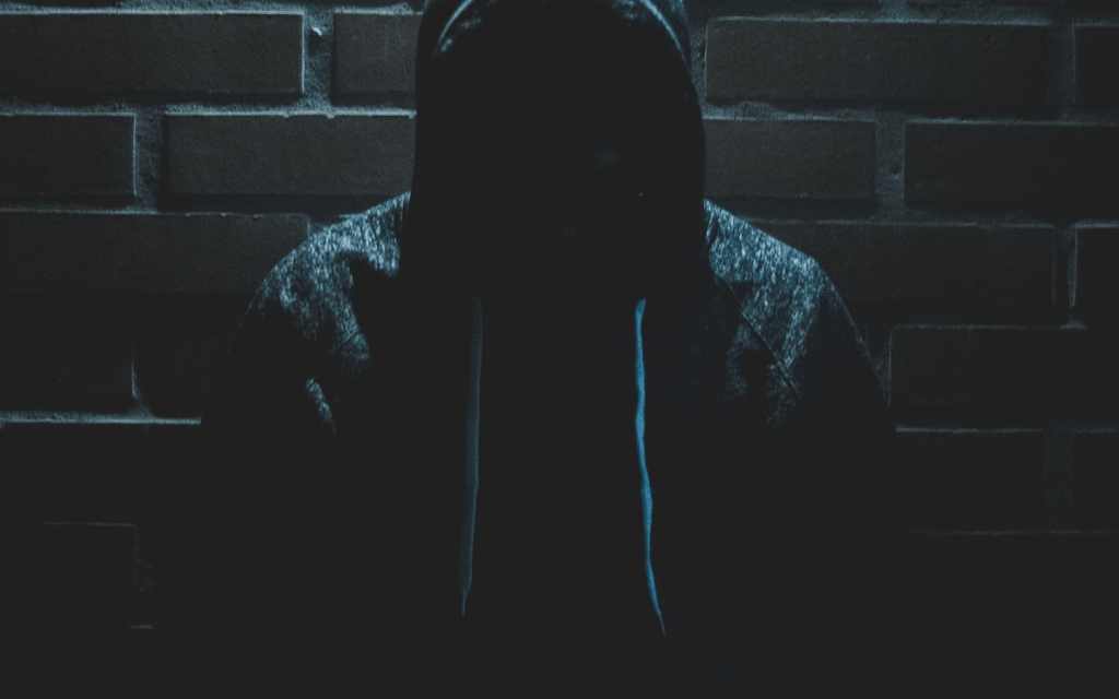 This is a shadowed figure in a sweater with a hood against a bricked wall. This represents the unknown murder in "Tell Me What You Say".