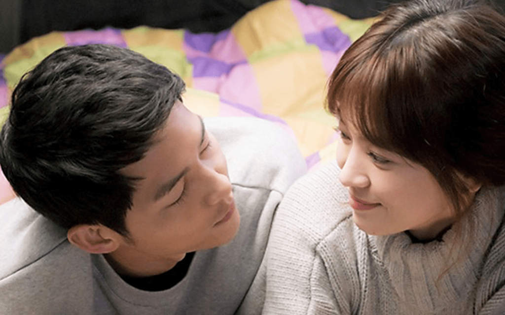 This is "Descendants of the Sun's" Captain Yoo and Doctor Kang looking at each other with affection.