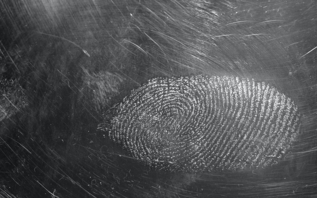 This is the outline of a finger print against a scratched surface used to signify the unknown criminal in "Seven".